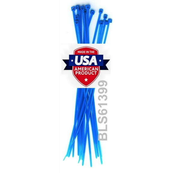 100 Usa Made Tough Ties 6" Inch 40Lb Nylon Tie Wraps Wire Cable Zip Ties Blue