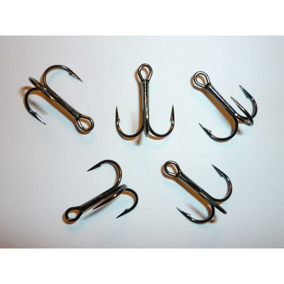 (100) VMC REGULAR-SHANK 1X TREBLE HOOKS (SIZE 5) BLACK (9650BN) BULK 9650