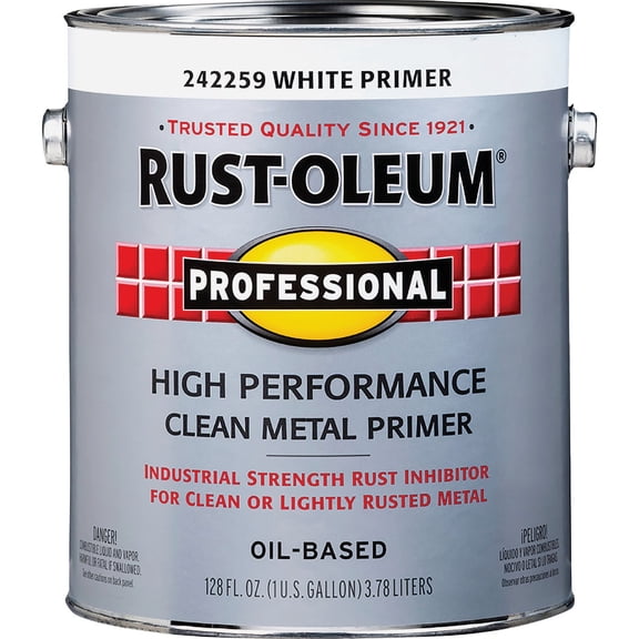 Rust-Oleum Clean Metal Primer White - Oil Based, Interior/Exterior - Set of 2, 1 Gal Interior & Exterior Use, Professional Finish