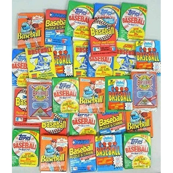 100 Vintage Baseball Cards in Old Sealed Wax Packs - Perfect for New Collectors