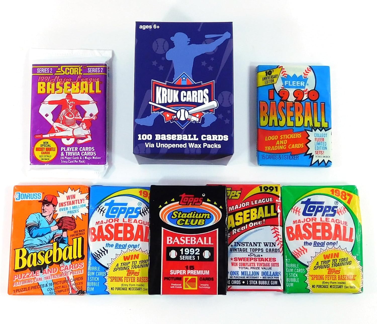 100 Vintage Baseball Cards in Older Factory Sealed Packs and 3 Hall of Fame Stars - Perfect for New Collectors and all Trading Card Lovers
