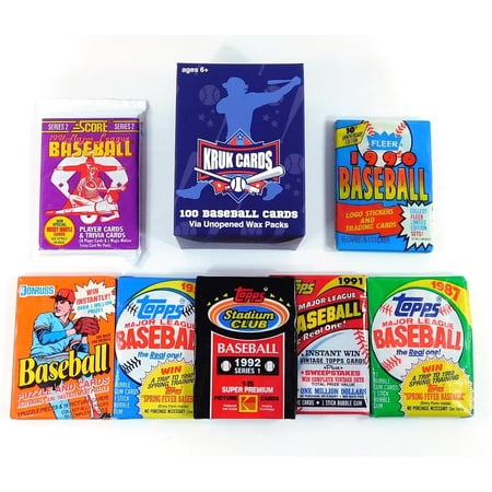 100 Vintage Baseball Cards in Older Factory Sealed Packs and 3 Hall of Fame Stars - Perfect for New Collectors and all Trading Card Lovers