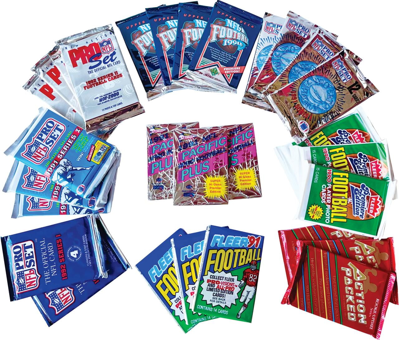 TOPPS 100 Vintage Football Cards in Old Sealed Wax Packs - Perfect for New Collectors