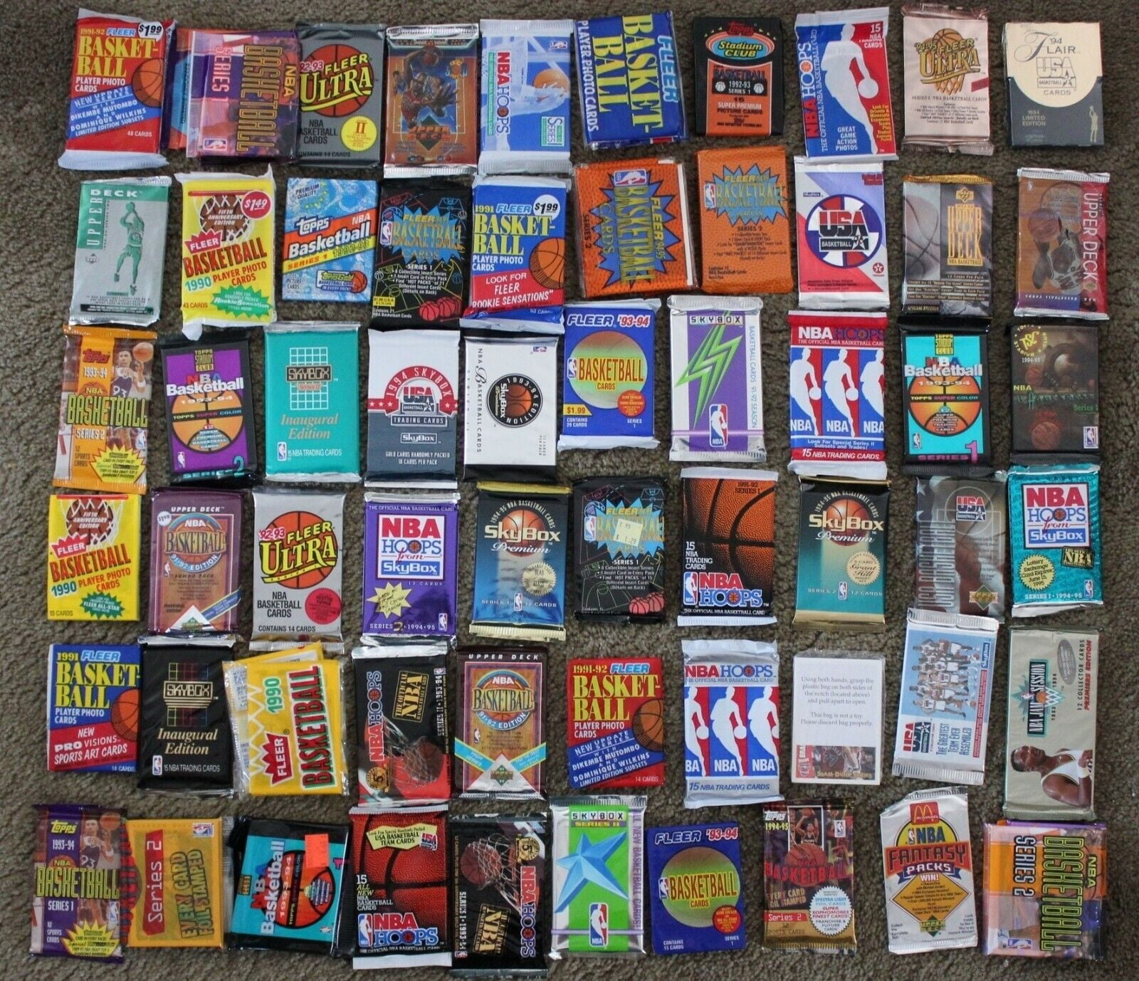 100 Vintage NBA Basketball Cards in Old Sealed Wax Packs - Perfect for New  Collectors 