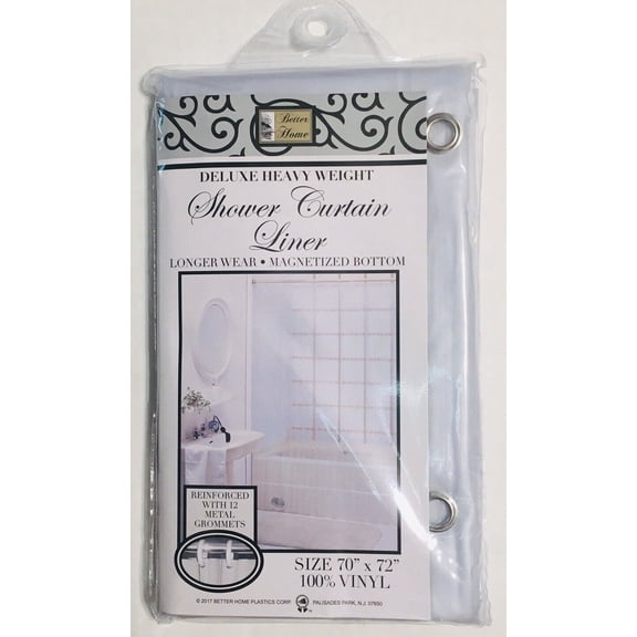100%Vinyl Deluxe Shower Curtain Liner "Mildew Resistant, Reinforced, Magnetized"