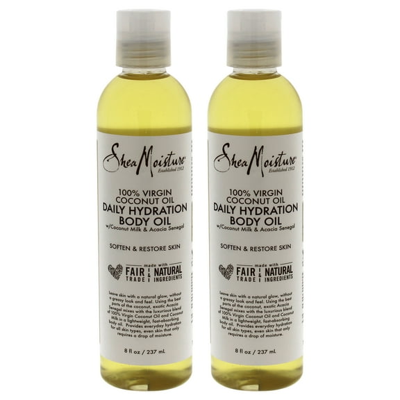 100% Virgin Coconut Oil Daily Hydration Body Oil by Shea Moisture for Unisex - 8 oz Oil - Pack of 2