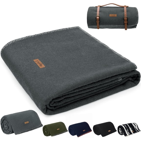 100% Virgin Wool Blanket 48 x 62 Inches Military Gray Medium