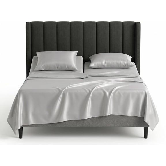 100% Viscose from Bamboo Split Head King Sheet Set (36" Split from Top) - 1000 Thread Count - Breathable & Cooling for Hot Sleeper, Hotel Luxury - 16" Deep Pocket - Silver Gray