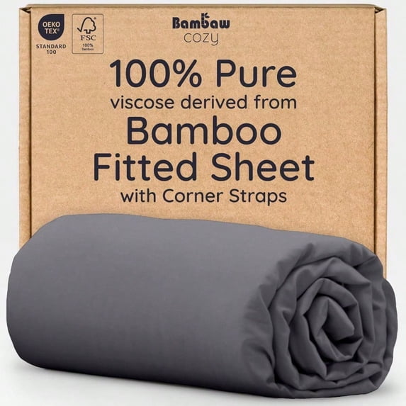 100 Viscose Derived from Bamboo Fitted Sheets King Size Cooling Fitted Sheets King Size 16 Deep Pocket King Size Fitted Sheet Only Breathable King Size Bottom Fitted Sheet Only Charcoal