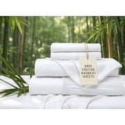 100% Viscose Derived from Bamboo Short King Size Sheets 4-Piece 1000 Thread Count - For Hot Sleeper - Breathable & Cooling, Hotel Luxury - 10" Deep Pocket - White
