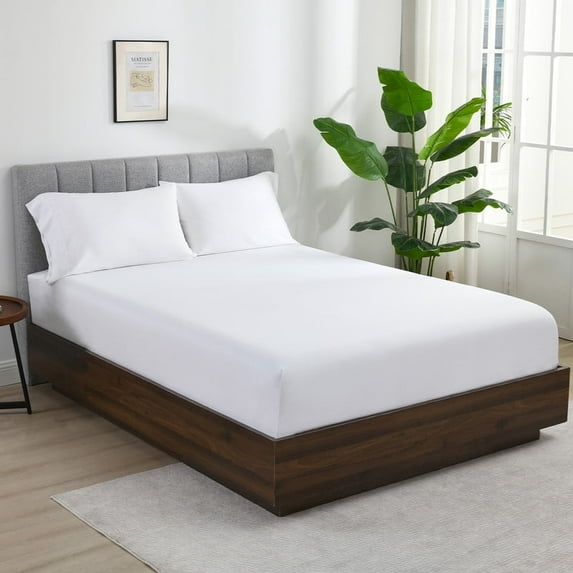 100% Viscose Derived from Bamboo Fitted Sheet Twin XL Size Only,Silky Soft,Cooling, White