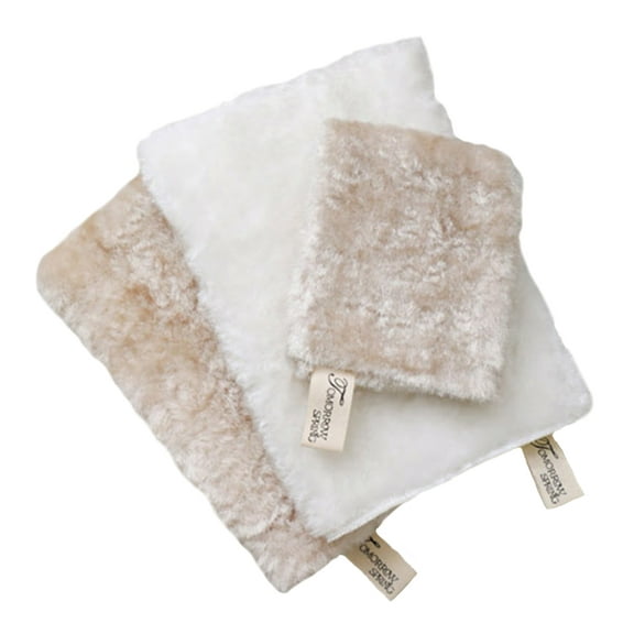 100% Viscose Facial Washcloth, Makeup Remover Cloth for Face, Excellent Deep Cleansing, German Dermatest Excellent, 6 Months Durable (6.7X9.4 White/Beige) 2 sets