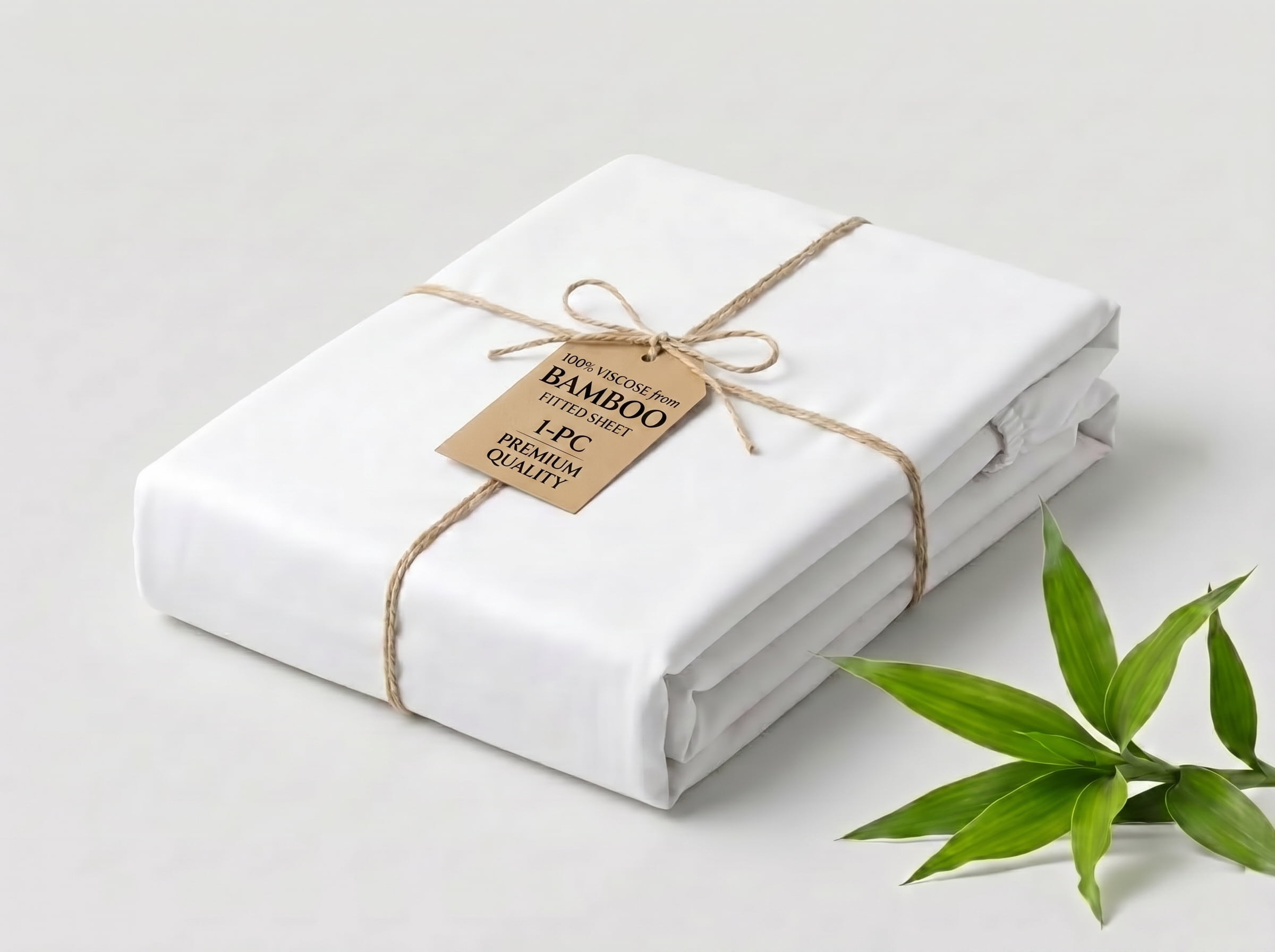 100% Viscose from Bamboo Queen Size Botton Fitted Sheets Only (1-Piece) 1000 Thread Count - Cooling Silky Soft - 10" Deep Pocket - White