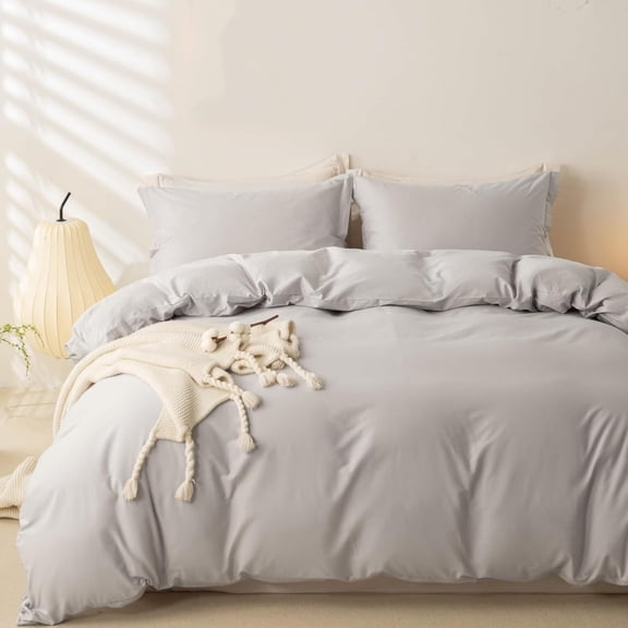 100% Washed Cotton Duvet Cover King Size Soft Breathable Durable Bedding with Zipper Closure & 8 Corner Ties- 3 Pieces Plain Simple Duvet Cover Set,2 Pillow Shams,1 Duvet Cover(104"x90")