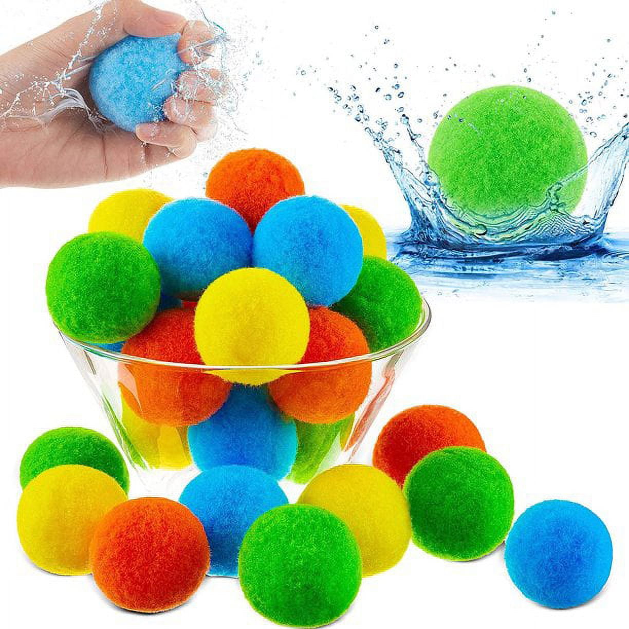 HomeKaren 51 Water Balls Reusable Cotton Splash Toys for Pool, Beach,  Outdoor Fun