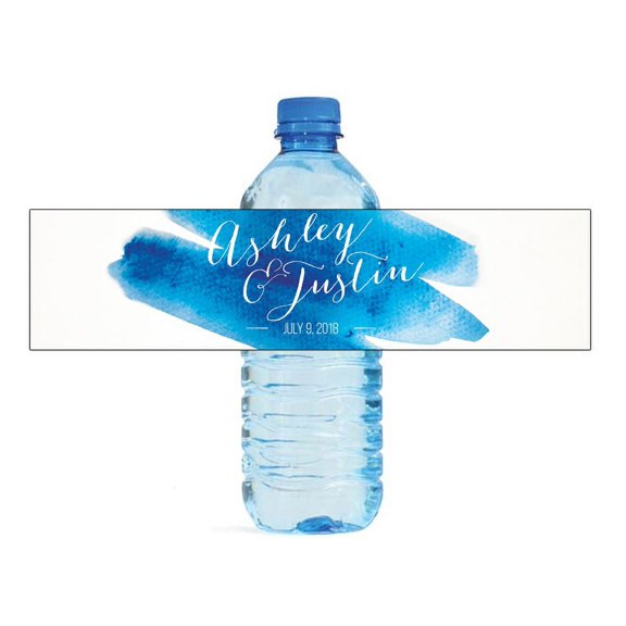 100 Water Color Brush Wedding Water Bottle labels Engagement Party Birthday