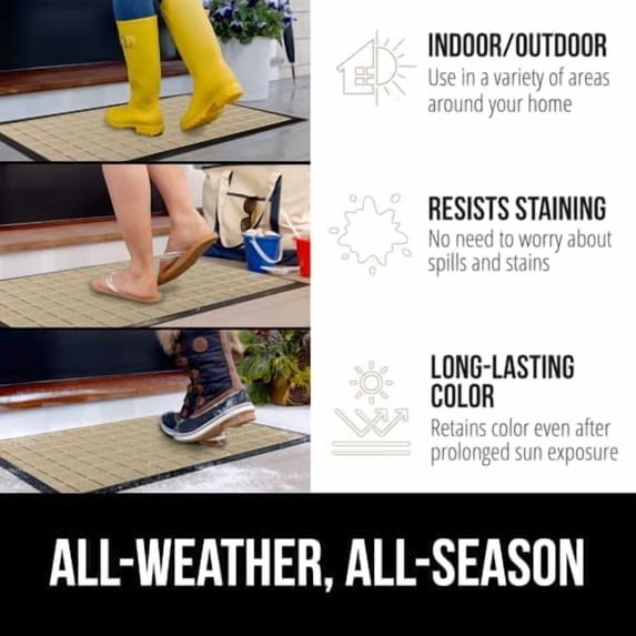 100% Waterproof All-Season WeatherMax Doormat US Designed Natural ...