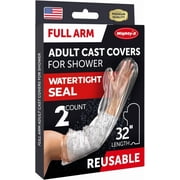 100% Waterproof Cast Covers for Shower Arm - Tight Seal - 2pk Adult Reusable Cast Protectors - Full Arm Bag Sleeves for Wounds Care - After Surgery Shower Bag for Hand, Wrist, Elbow, Forearm