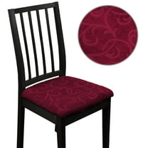 100% Waterproof Chair Seat Covers Dining Room Chair Covers Stretch Seat Cover for Dinning Room Chair Protector Slipcovers for Kitchen, Hotel (4, Flower Pattern-Wine Red)