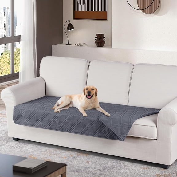 100% Waterproof Couch Cushion Cover Reversible Sofa Seat Cover for Dogs Pets Chaise Couch Cover for Sectional Sofas U Shape Couch Furniture Protector Sofa Slipcover(Sofa, Dark Grey)