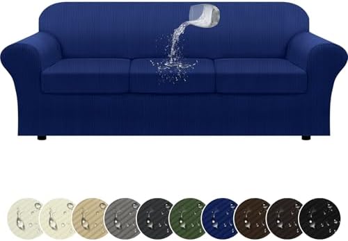 100% Waterproof Extra Large Couch Cover 4-Piece Set Striped Sofa ...