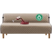 100% Waterproof Futon Cover Futon Slipcover Washable Armless Sofa Bed Slipcover Protector Seat Width Up to 70 with Adjustable Elastic Strap Anti-Slip for Dogs, Khaki