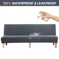 thumbnail image 1 of 100% Waterproof Futon Cover, Leakproof Armless Sofa Cover, Stretch Jacquard Sofa Bed Cover Full Folding, Couch Furniture Protector for Kids, Pets, Dog and Cat (Medium, Dark Gray), 1 of 9