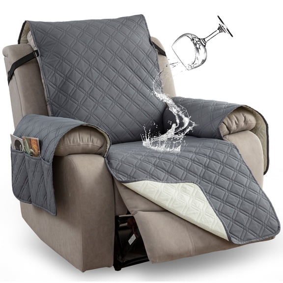 Waterproof High Quality Recliner Chair Cover, Non Slip Washable Recliner Sofa Cover with Pocket, Pet Scratch-Resistant Sofa Slipcover for Office, Living Room, Home Decor(DarkGrey)