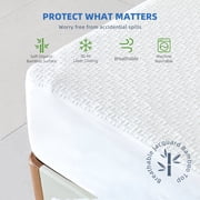 100% Waterproof King Mattress Protector, Breathable Cooling Bamboo 3D Air Fabric Mattress Cover, Soft Noiseless Bed Cover, Machine Washable, 8-21 Deep Pocket