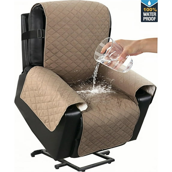100% Waterproof & Non-Slip Power Lift Recliner Cover Slipcover for Power Lift Recliner Chairs for Elderly,Kids,Dog (22", Khaki)