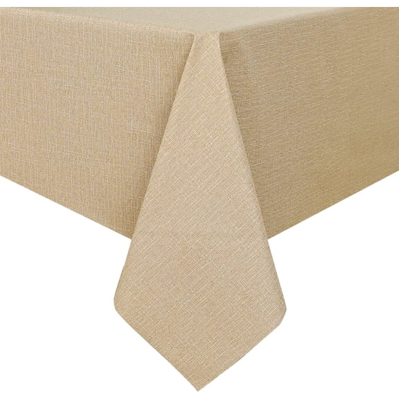 100% Waterproof PVC Tablecloth, Rectangle Oil Spill Proof Stain Resistant Vinyl Table Cloth, Wipe Clean Plastic Table Covers for Kitchen/Dining/Parties - 60 x 102 Inch, Khaki