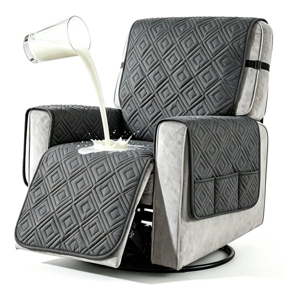 100% Waterproof Recliner Chair Cover, Non Slip Chair Covers with Pocket for Recliner Arm Chair,Washable Reclining Chair/Furniture Protector for Pets(Dark Gray,23")
