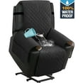 thumbnail image 1 of 100% Waterproof Recliner Chair Cover,Non-Slip Elderly Electric Power Lift Recliner Slipcovers, Machine Washable with Side Pockets (Black), 1 of 6