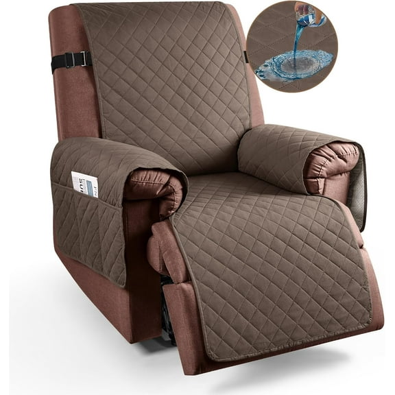 100% Waterproof Recliner Chair Cover, Reclining Couch Covers for Pets, Dogs, Recliner Couch Slipcover Furniture Protector with Elastic Straps for Kids,23"