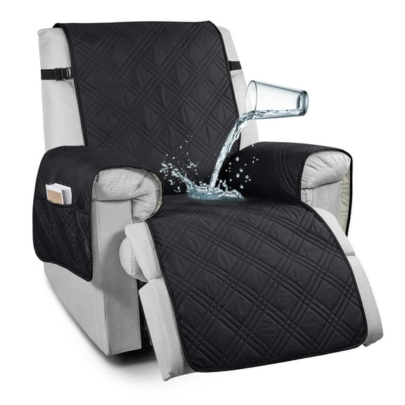 100% Waterproof Recliner Chair Covers,TAOCOCO Anti-Slip Large Recliner Slipcovers for Reclining Chair with Packets,Dogs Chair Cover Furniture Protector, Black