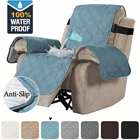 100% Waterproof Recliner Cover for Large Recliners - Pet-Resistant Non-Slip Furniture Protector with Soft Cotton Finish Crafted Sofa Recliner Protector, Recliner, Blue