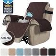 thumbnail image 1 of 100% Waterproof Recliner Cover for Large Recliners - Pet-Resistant Non-Slip Furniture Protector with Soft Cotton Finish Crafted Sofa Recliner Protector, Recliner, Brown, 1 of 6