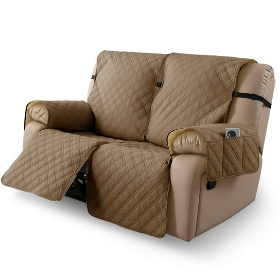 100% Waterproof Recliner Sofa Cover 2 Seat Reclining Couch Cover for 2 Cushion Couch Waterproof Recliner Sofa Protector Cover Pets with Non Slip Backing and Strap