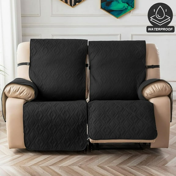 100% Waterproof Recliner Sofa Cover 2 Seat Reclining Couch Cover for 2 Cushion Couch Waterproof Recliner Sofa Protector Cover Pets with Non Slip Backing and Strap