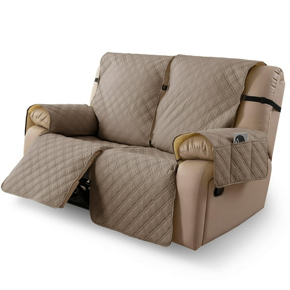 100% Waterproof Recliner Sofa Cover 2 Seat Reclining Couch Cover for 2 Cushion Couch Waterproof Recliner Sofa Protector Cover Pets with Non Slip Backing and Strap