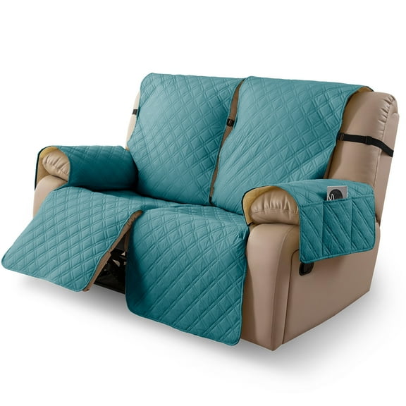 100% Waterproof Recliner Sofa Cover 2 Seat Reclining Couch Cover for 2 Cushion Couch Waterproof Recliner Sofa Protector Cover Pets with Non Slip Backing and Strap