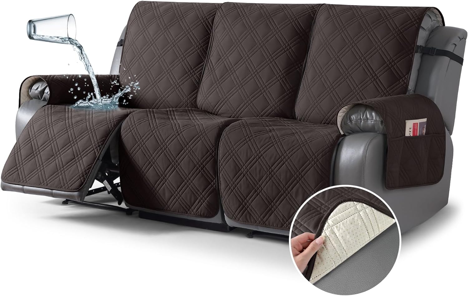 100% Waterproof Recliner Sofa Cover Non Slip Couch Cover for 3 Seat ...