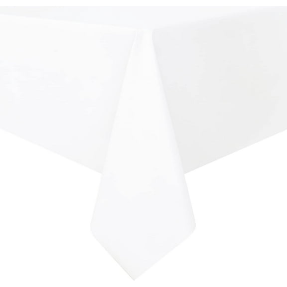 100% Waterproof Rectangle PVC Tablecloth, Oil Spill Proof Vinyl Table Cloth, Heavy Duty Wipe Clean Plastic Table Covers for Kitchen/Dining/Parties - 60 x 60 Inch, White