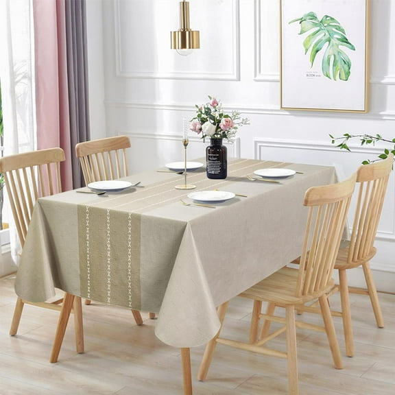 100% Waterproof Rectangle PVC Tablecloth, Vinyl Table Cloth Cover Oil Proof Spill Proof Wipeable Plastic Table Cloths for Indoor and Outdoor Use (Coffee, 60X84IN)