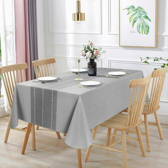 100% Waterproof Rectangle PVC Tablecloth, Vinyl Table Cloth Cover Oil Proof Spill Proof Wipeable Plastic Table Cloths for Indoor and Outdoor Use(Light Gray, 60X84IN)
