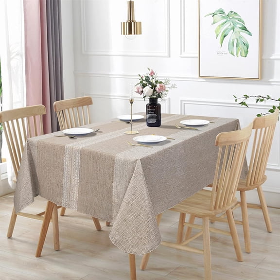 100% Waterproof Rectangle PVC Tablecloth, Vinyl Table Cloth Cover Oil Proof Spill Proof Wipeable Table Cloths for Indoor and Outdoor Use(Brown,60X120IN)