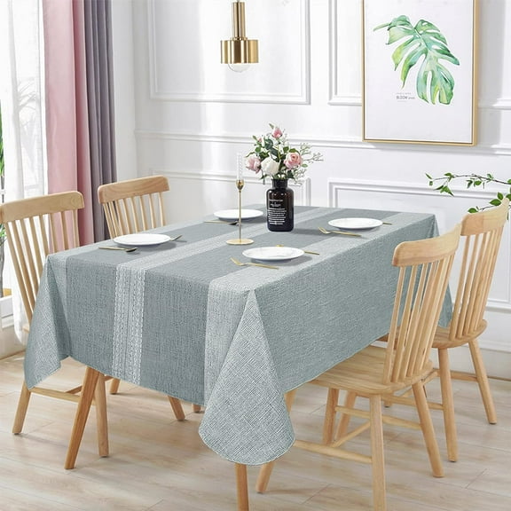 100% Waterproof Rectangle PVC Tablecloth, Vinyl Table Cloth Cover Oil Proof Spill Proof Wipeable Table Cloths for Indoor and Outdoor Use (Grey, 60X102IN)
