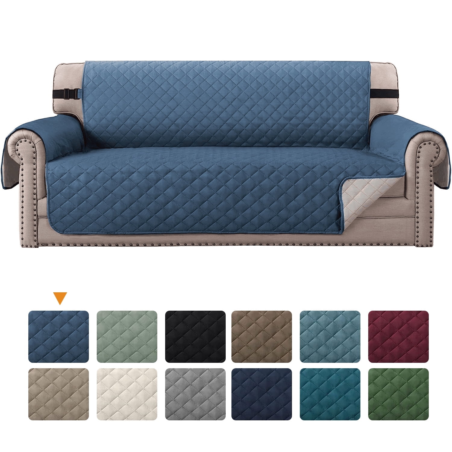 100% Waterproof Sofa Cover Machine Washable Couch Cover Non Slip Furniture Protector Slipcover for Dogs, Children, Pets, Loveseat Size, Aegean blue