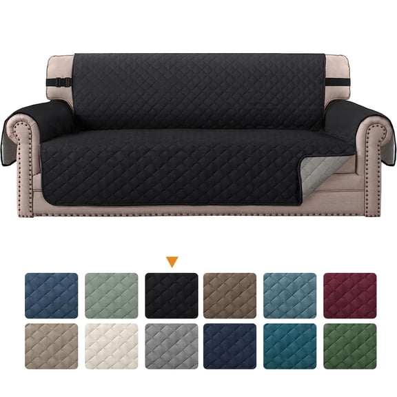 100% Waterproof Sofa Cover Machine Washable Couch Cover Non Slip Furniture Protector Slipcover for Dogs, Children, Pets, Loveseat Size, Black