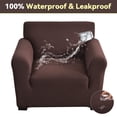 thumbnail image 1 of 100% Waterproof Sofa Cover, Washable Sectional Couch Cover, Stretch Jacquard Sofa Slipcover, Furniture Protector for Kids, Pets, Dog and Cat (Brown, Armchair, 1 Cushion), 1 of 8